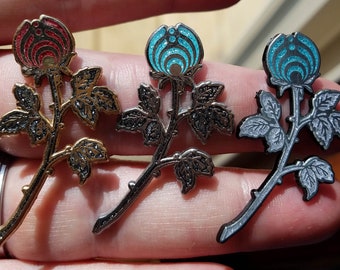 Rose Bud Nectar Hat Pins by Mad Genius Creations, Bass Roses, Bassnectar, Hat Pins, Lapel Pins, Festival Pins, EDM Pins