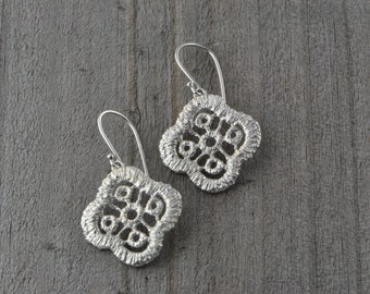 Sterling Silver Earrings, Lace inspired