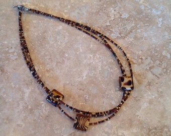 Animal print seed bead necklace