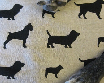 Dog Crate Mat, Pad, Cushion, Small 18"x24", Black & Oatmeal Dog Print with Fleece Back