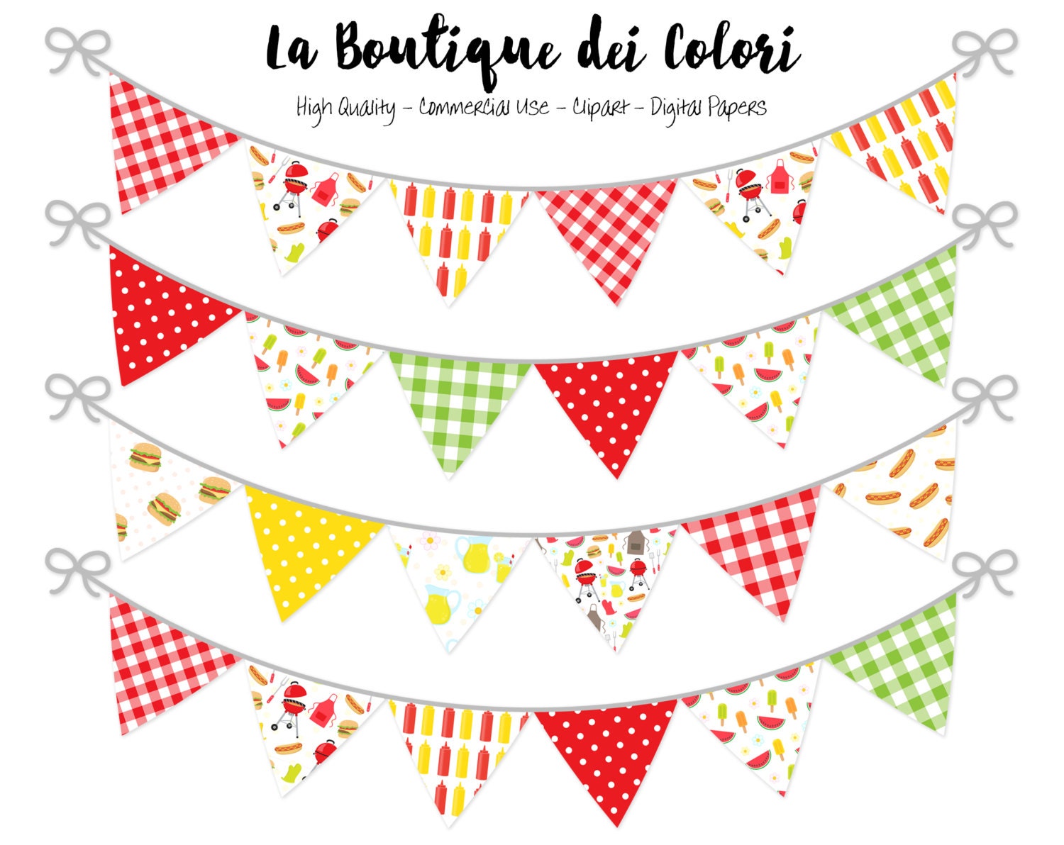 Barbecue Bunting Banners Party Flags clipart garland Summer (1500 x 1192 Pixel)