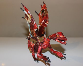 Little Red Dragon - Paper Mache Sculpture