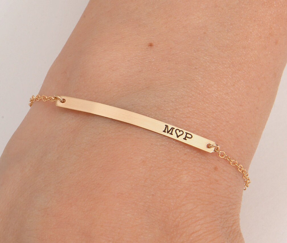 Gold name bar bracelet Clearance