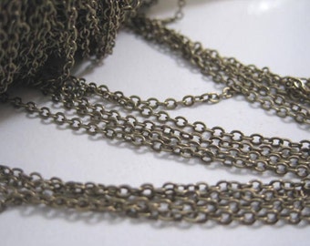 Antique Brass Chain, Antique brass Plated Chain, Flat oval, 2mm x 1.6mm