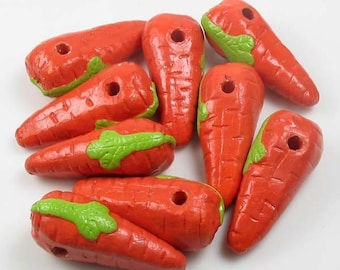10 Large Carrot Beads - LG534