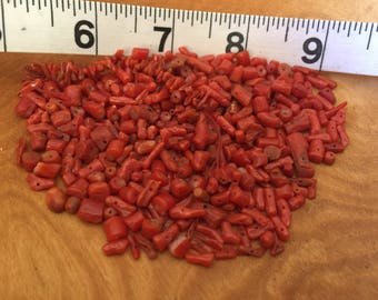 Red coral beads