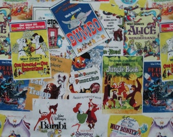 Famous Disney Movie Posters Dumbo Bambi More Cotton Fabric Fat Quarter Or Custom Listing