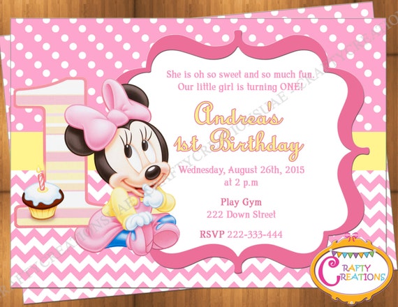 Baby Minnie 1St Birthday Invitations 7