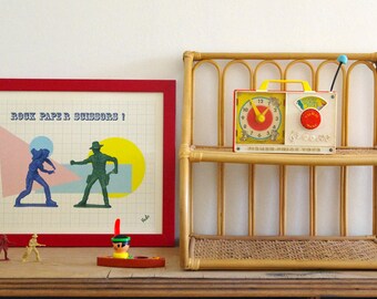 Poster children, cowboys, print, spirit vintage retro,chifoumi, cowboy, children, boy, A3, Atelier VUDO, ateliervudo, rock paper scissors