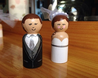 Wedding cake toppers wooden peg