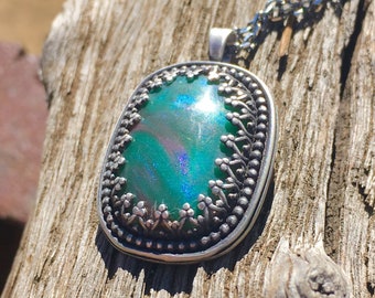 Sterling Silver Antique Look Bowlerite Pendant Necklace