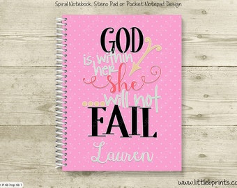 God is Within Her She Will Not Fail Personalized Spiral Notebook Journal