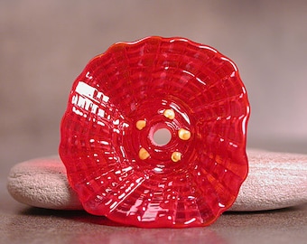Glass Flower Focal Bead in Translucent Red, Lampwork Flower, Sculptural Flower, Divine Spark Designs, SRA