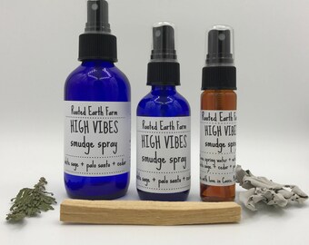 Palo Santo, Smudge Spray, High Vibes Smudge Spray, Liquid Smudge, Air Freshener, Sage Mist, Smudging Spray, White Sage Spray, Cedar Smudge