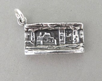 MANITOU CLIFF DWELLINGS .925 Sterling Silver Large Heavy Charm Pendant Park Colorado Springs Anasazi Pueblo House New np08