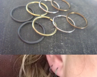Niobium Hoop Earrings 20g, Cartilage, Tragus, Helix, Body Piercing, Sleeper Earrings, Hypoallergenic 10mm