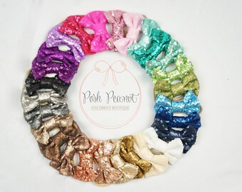 Sequin Bow headband, baby headbands, nylon baby headband, nylon headbands, Sparkle Bows, Bow Sets, Girl headband, newborn Headband, Glitter