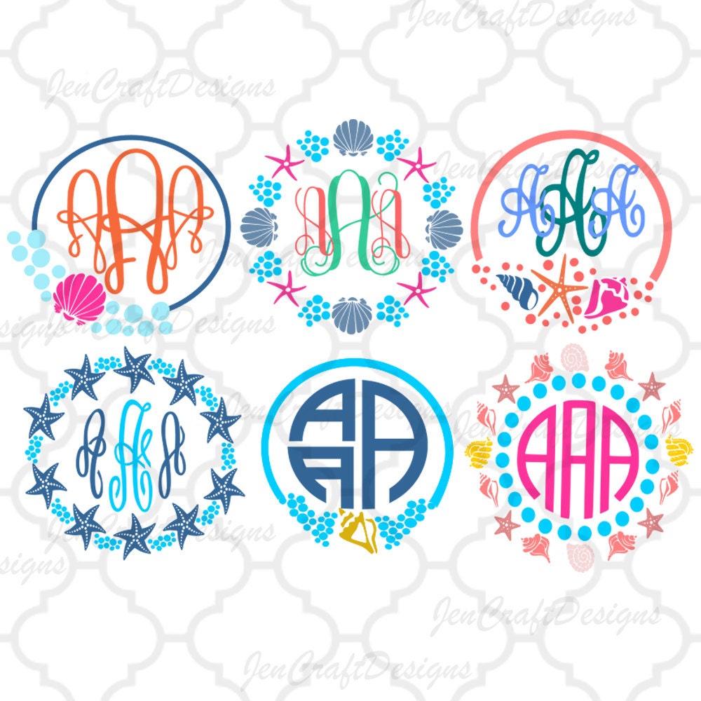 Download Seashell Monogram svg, Shells Ocean Beach Svg, Dxf, Eps ...