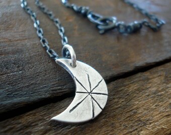 Luna Necklace - Handmade. Oxidized Fine and Sterling Silver