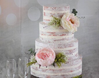 Faux semi naked cake, Fake naked cake, naked cake, translucent cake, Faux wedding cake, fake wedding cake, display cake, show cake,
