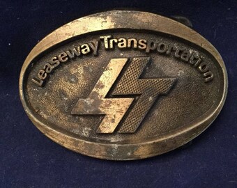 PJ Vintage 1970’s Leaseway Transportation Trucking Company Belt Buckle