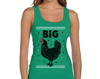Big Black Cock Chicken Ugly Christmas Sweater Women's Tank Top Vest