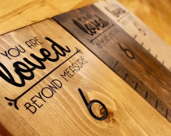 Engraved Growth Chart - Ruler - Height Chart Ruler - Oversize Ruler - Growth Ruler - Growth Chart "Beyond Measure" Up to 6ft! - Carved.
