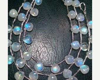 80% OFF SALE 10 Pieces Rainbow Moonstone Heart Shape Briolette Beads