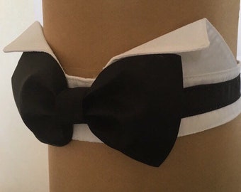 Pet Tuxedo collar Black bow tie and shirt collar- wedding dog or cat formal appael