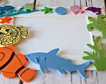 Bajo el mar arte temática Kit, imán artesanal, actividad de fiesta, manualidades para niños, Sealife marco