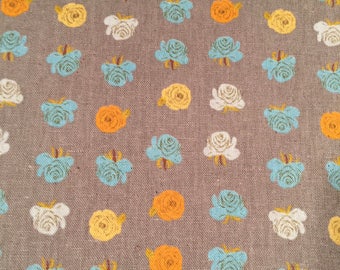 Heather Ross Kokka Far Far Away 2 Flowers Gray FQ