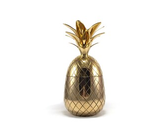 11 1/2" Tall Vintage Style NEW Brass Pineapple Container - Gold Champagne Wine Ice Bucket Bar Cart Accessories Hollywood Regency Mid Century