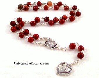 Most Precious Blood of Jesus Rosary Chaplet in Red Jasper by Unbreakable Rosaries