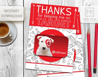 PRINTABLE Thanks for Keeping Me on Target, Gift Card Holder, Teacher Appreciation Gift, Target Gift, Teacher Appreciation, INSTANT DOWNLOAD