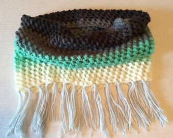 Mint, White, Grey Cowl, Scarf, Handmade