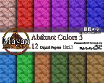 Digital print, digital download, 12 Digital square abstract images and colors paper for decorations