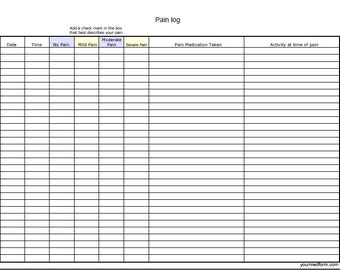 Fillable Digital Headache Log / PDF/ Digital Health forms/