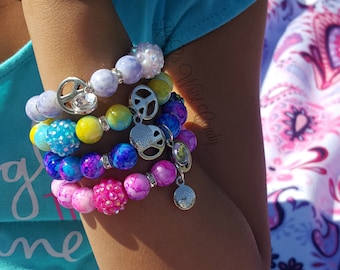 Colorful Girls Bracelets, Lil Diva, Princess Bracelets, Party Favors, Flower Girl Jewelry, Girls Gifts, Handmade Custom Beaded Jewelry