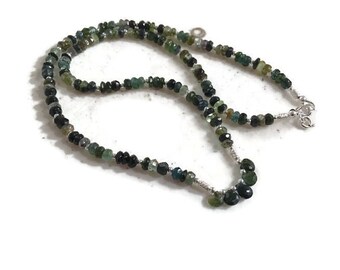 Green Necklace - Tourmaline Gemstone Jewelry - Sterling Silver Jewellery - Luxe - Chic