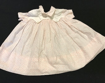Vintage White with Coral ABC Print Baby Dress