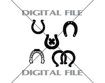 Five Horseshoes Vector Images Vinyl Decal T-shirt Digital Cutting Files ,Svg File, Ai, Eps, PNG