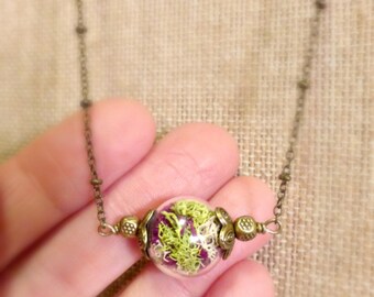 Real moss necklace Terrarium necklace Nature orb necklace Rustic pendant gift Nature fall wedding gift Bridesmaids gift FREE SHIPPING