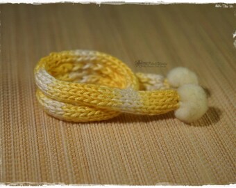 BLYTHE Scarf Licca Pure Neemo Takara Pullip Dal - Knitted Multicolor Yellow Scarf With Pompoms #12