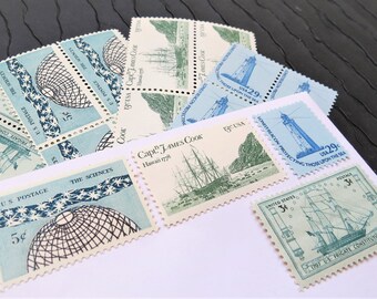 Sail Away .. UNused Vintage Postage Stamps .. post 5 letters