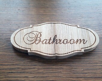 Signo de cuarto de baño aseo puerta signo letrero de madera
