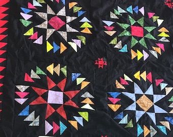 Stars with Flying Geese - QUILT TOP - Masterpiece Patchwork with great borders