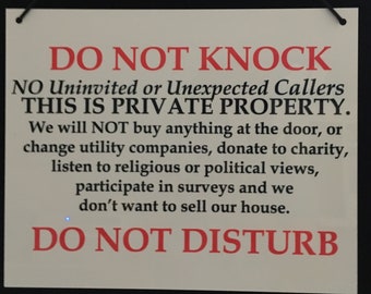 Do Not Knock No Soliciting Sign