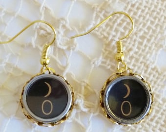 Gold Drop Typewriter Key Earrings, Antique Typewriter Key Jewelry, Black ) 0 Key Dangle Earrings, Eyes Earrings, 0 Key Typewriter Earrings