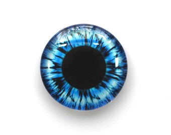 25mm handmade glass eye cabochon - blue eye - standard profile