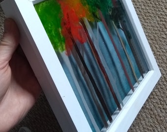 Handpainted Glass Autumn Fall Trees Colourful